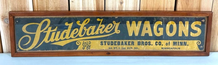 Studebaker Wagons Cardboard Sign Framed