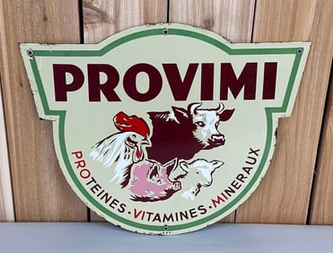 Provimi w/Cow, Pig, Sheep & Chicken Images Porcelain Sign (TAC)