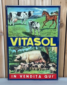 Vitasol "In Vendita Qui" w/Great Images Metal Sign (TAC)