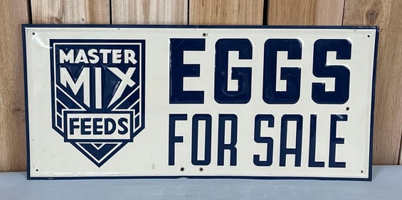 Master Mix Feeds Eggs For Sale w/Logo Metal Sign (TAC)