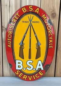 B.S.A. Service Autoiseret Motorcykle Porcelain Sign (TAC)