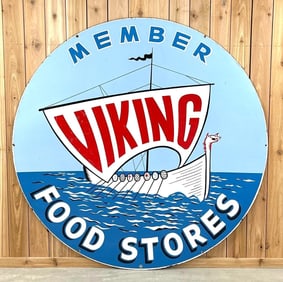 Viking Food Store w/Image Porcelain Identification Sign (TAC)