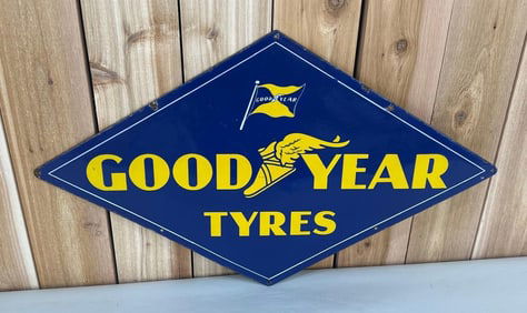 Goodyear Tyres w/Both Logo Porcelain Sign (TAC)