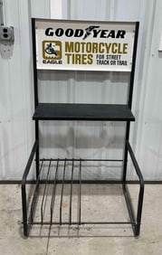 Goodyear Motorcycle Tires "For Street or Trail" Metal Rack Sign (TAC)