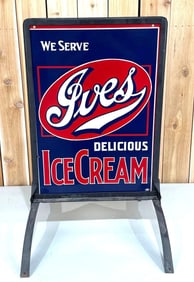 We Serve Ives Delicious Ice Cream Porcelain Sidewalk Sign (TAC)