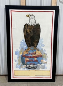 Large J.I. Case "Ole Abe Sitting on the World" Canvas
