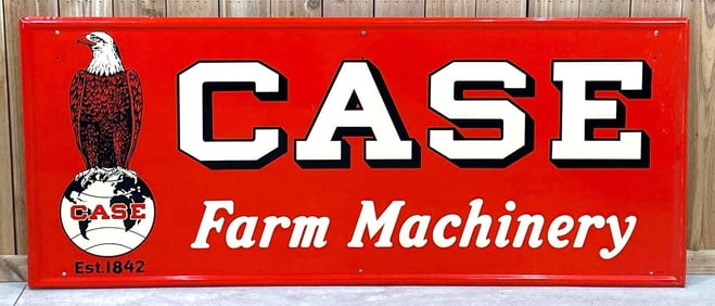 "SPECTACULAR" Case Farm Machinery w/Ole Abe Logo Metal Sign (TAC)