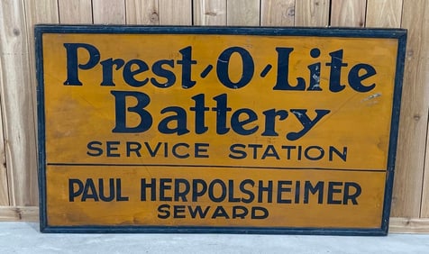 Prest-o-Lite Battery Service Station Metal Sign (TAC)