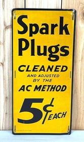 AC Spark Plugs Cleaned 5ยข Metal Sign (TAC)