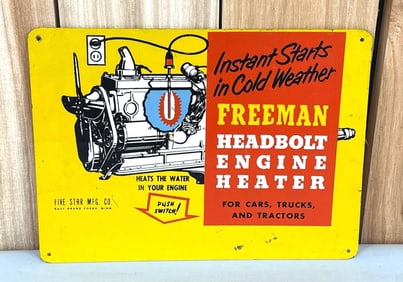 Freeman Headbolt Engine Heater w/Image Metal Sign (TAC)