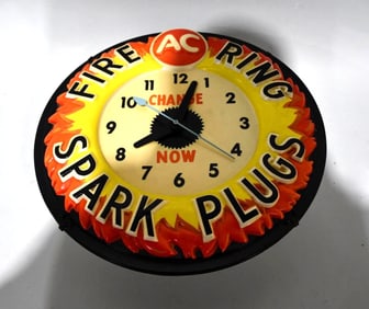 AC Fire Ring Spark Plugs Lighted Clock