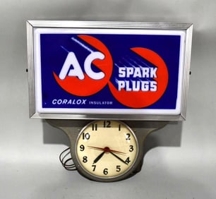 AC Spark Plugs Lighted Sign & Clock