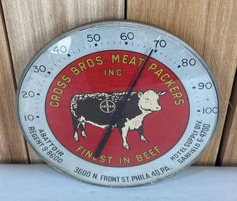 Cross Bros. Meat Packers "Finest in Beef" Round Thermometer