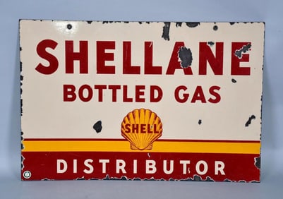 Shell Bottle Gas Distributor w/Logo Porcelain Sign (TAC)
