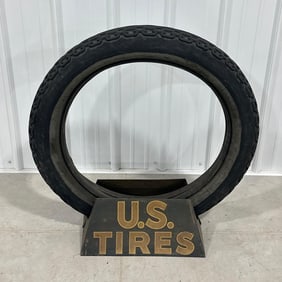 U.S. Tires Metal Tire Stand w/Chain Link Tire