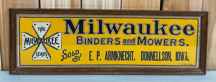Milwaukee Binders & Mowers Cardboard Sign Framed