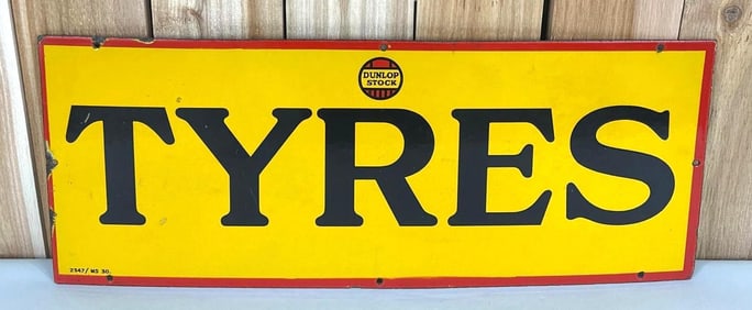 Tyres w/Dunlop Stock Logo Porcelain Sign (TAC)