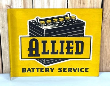 Allied Battery Service w/Image Metal Flange Sign (TAC)