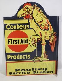 Conkeys First Aid Products Poultry Service Station Metal Flange Sign (TAC)