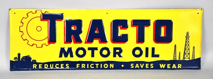 Tracto Motor Oil w/Graphics Metal Sign (TAC)