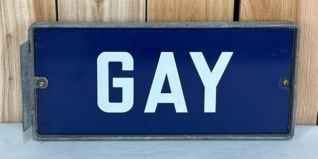 GAY Porcelain Street Signs in Frame (TAC): rated 9, 7"x16", the DSP sign has excellent color and gloss. TAC #032248