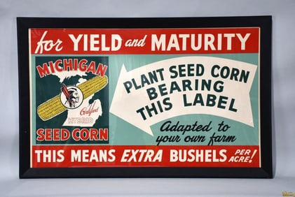 Michigan Seed Corn w/Indian Logo Poster Framed