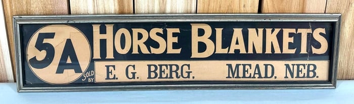 5A Horse Blankets Cardboard Sign Framed