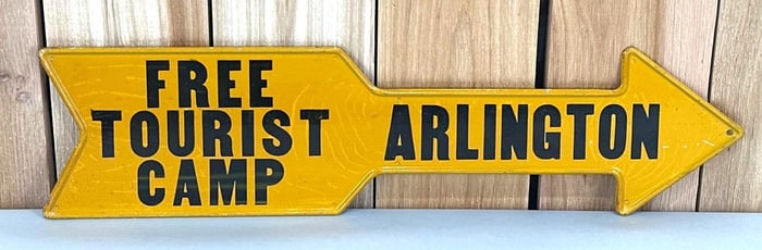 Free Tourist Camp Arlington Metal Arrow Sign (TAC)