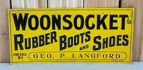 Woonsocket Rubber Boots & Shoes Metal Tacker Sign (TAC)