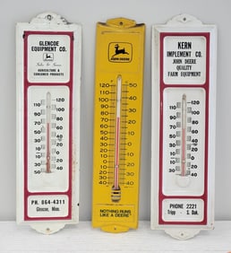 Lot of (3) John Deere Metal Thermometers