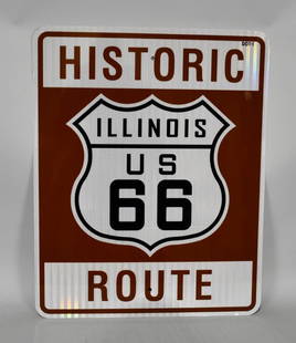 Historic Route Illinios US 66 Metal Sign: rated 9, 30"x24", the SST sign are in good condition.