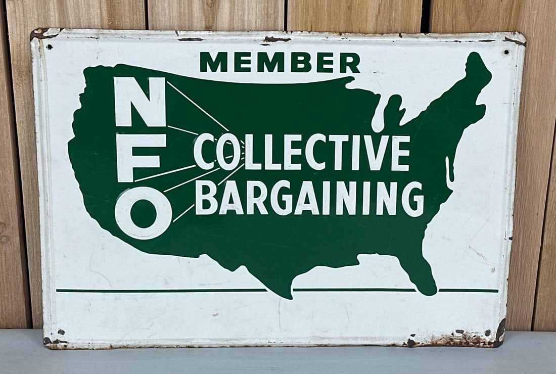 NFO Member Metal Sign (TAC): rated 8.25, 14"x20", the SST embossed sign has good color and shine, has wear around the perimeter. TAC #059234