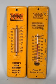 Lot of (2) Minneapolis Moline Metal Thermometers