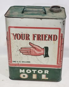 Billups Brothers Your Friend Motor Oil Two Gallon Metal Can