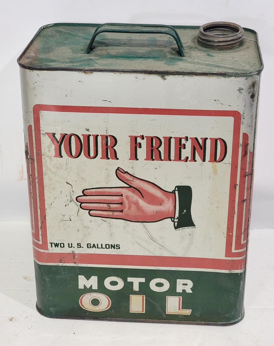 Billups Brothers Your Friend Motor Oil Two Gallon Metal Can (1 of 2)