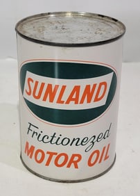 Sunland Motor Oil One Quart Round Metal Can