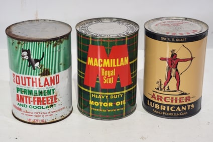 Southland, Macmillan & Archer One Quart Round Metal Cans