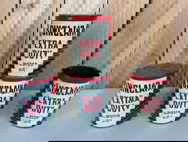 4-Sinclair Extra Duty Motor Oil One Quart Round Metal Cans