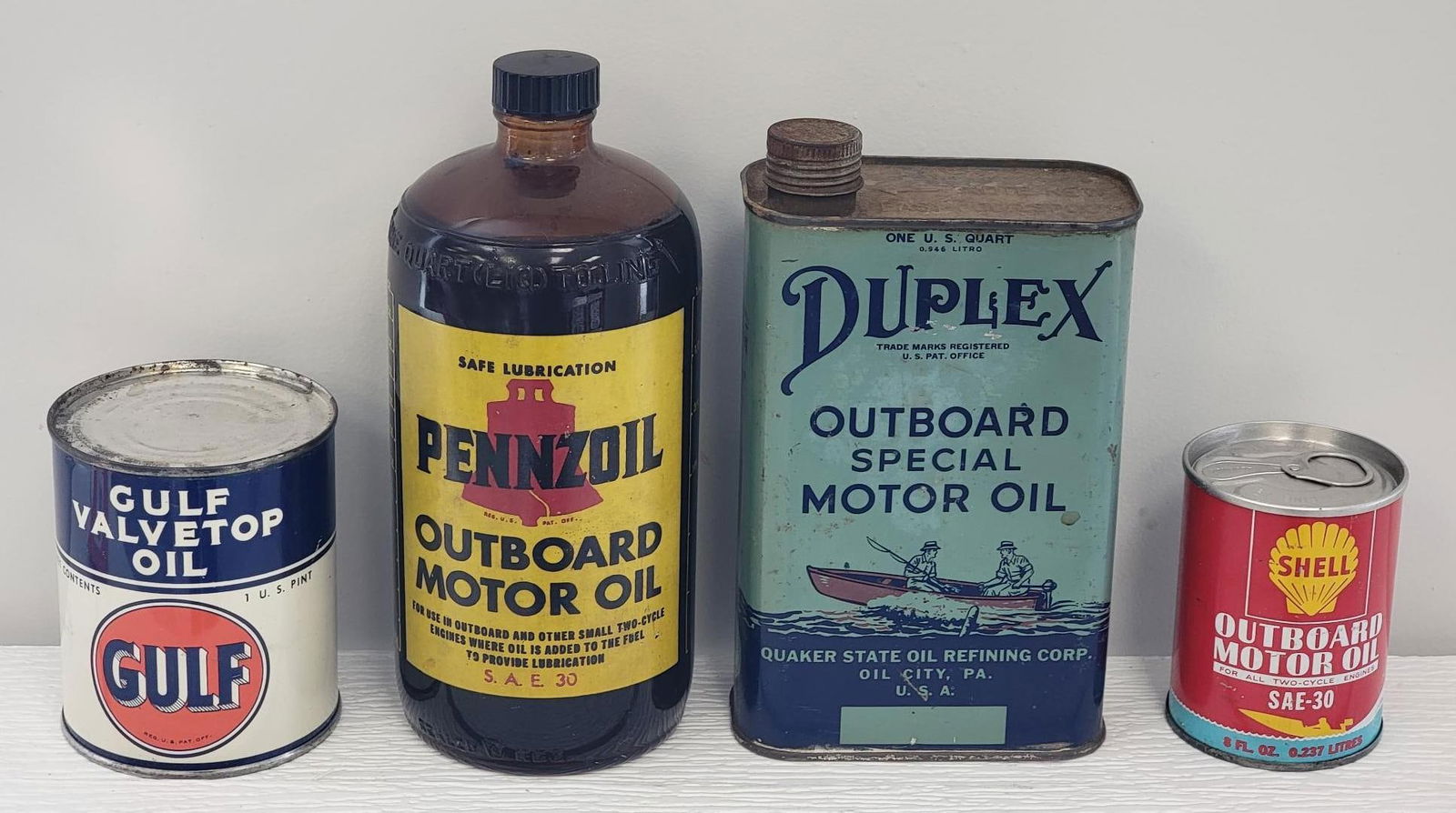 Lot of (4) Outboard Oil Cans & Bottle (1 of 4)