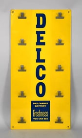 Delco Dry Charge Battery Metal Clip Board Sign (TAC)