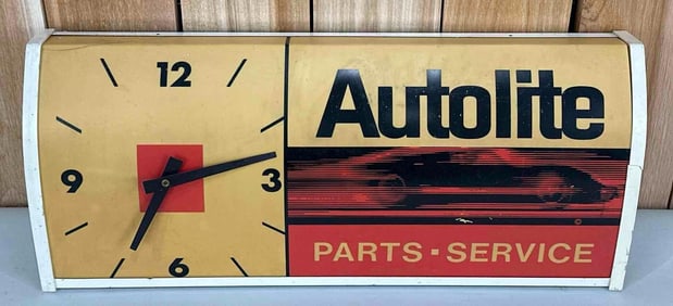 Autolite Parts Service Plastic Lighted Clock