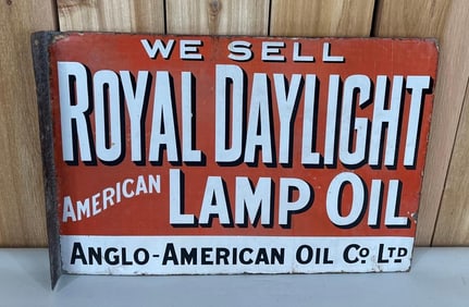We Sell Royal Daylight American Lamp Oil Porcelain Flange Sign (TAC)