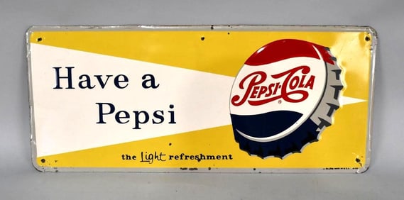 Pepsi-Cola "Have a Pepsi" w/Bottle Cap Metal Sign (TAC)