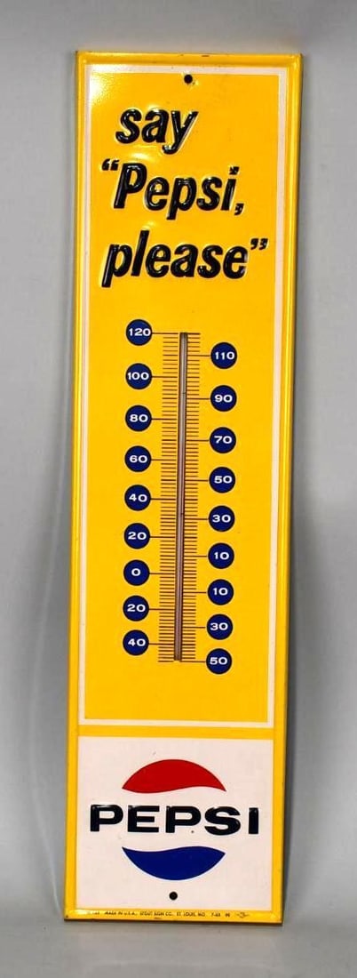 Pepsi-Cola "say Pepsi Please" Metal Thermometer (TAC) (1 of 6)