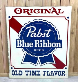 Original Pabst Blue Ribbon Beer "Old Time Flavor" Metal Sign (TAC)