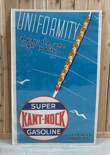 Deep Rock Super Kant-Nock Gasoline Paper Poster: rated 8.5, 60"x36", the paper poster has good color, has a 4 inch tear in the lower right-hand edge, can be rolled up for shipping.