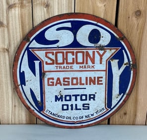 Socony Gasoline Motor Oils Porcelain Sign