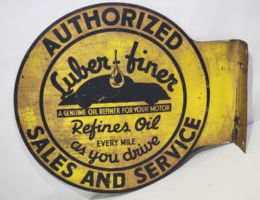 Luber-Finer Refines Oil Authorized Sales & Service Metal Flange Sign