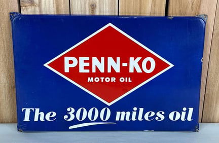 Penn-Ko Motor Oil "The 3000 Miles Oil" Porcelain Sign (TAC)