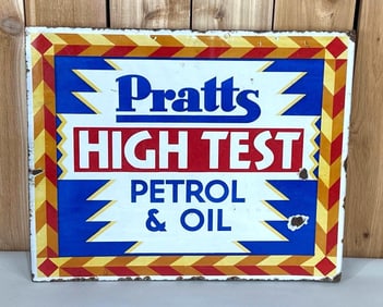 Pratt's High Test Petrol & Oil Porcelain Flange Sign (TAC)